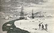 william r clark parrys fartyg tar sig fram genom isen under hans tredje forsok attfinna nordvastpassagen 1824 oil on canvas